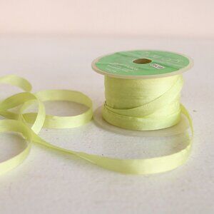 Silk Ribbon in Apple Green 7mm Narrow Trim, 1/4" Wide, Five Yards